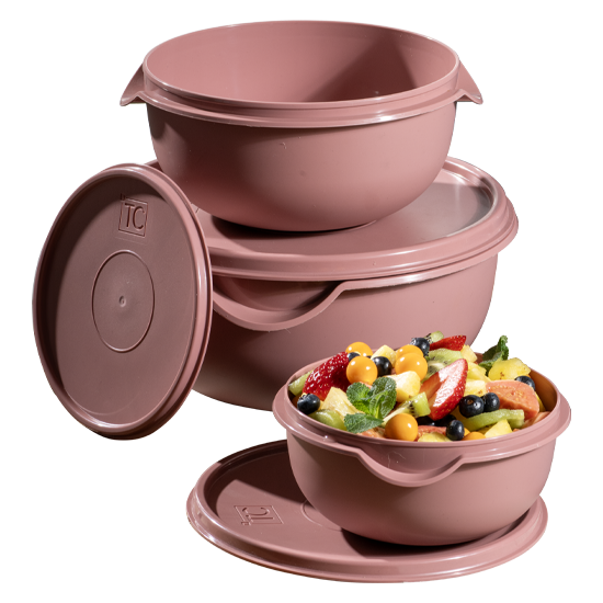 Picture of 3pc Bowl Set and Lids - Coral (1.25lt, 2.5lt, 5lt)