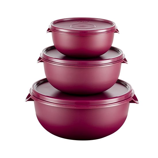 3pc Bowl Set & Lids - Cherry (1.25lt, 2.5lt, 5lt) - PS310