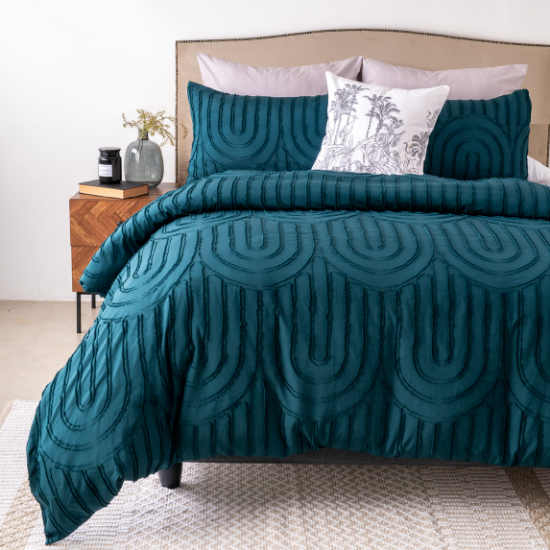 Picture of Tufted Duvet Cover 3pc Set- Teal- Queen 230x200cm
